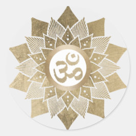 Yoga Om Symbol Gold Lotus Flower Namaste Ronde Sticker