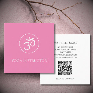 Yoga OM Symbool Logo Simple Pink Vierkante Visitekaartje