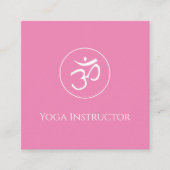 Yoga OM Symbool Logo Simple Pink Vierkante Visitekaartje (Voorkant)
