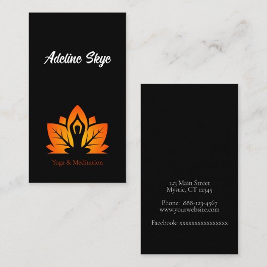 Yoga-ontwerp Visitekaartje (Voorkant / Achterkant)