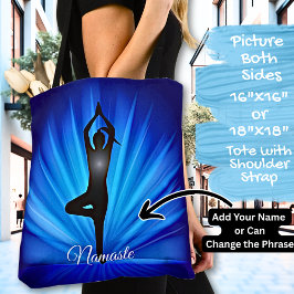 Yoga op Blue Burst - Naam of Jouw tekst toevoegen Tote Bag