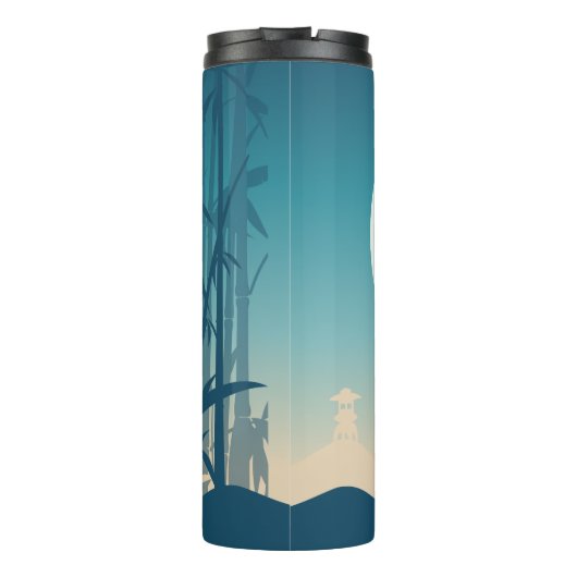 Yoga op Dawn Thermosbeker (Achterkant)