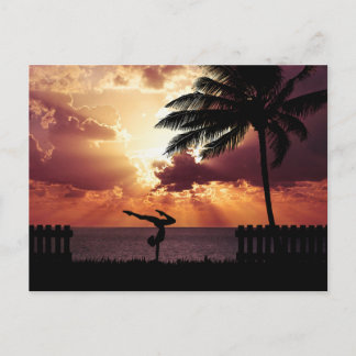 Yoga op het strand op Sunset Briefkaart
