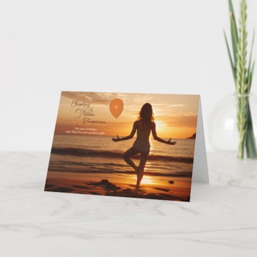 Yoga op het strand verjaardag kaart (Voorkant)