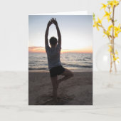 Yoga op het strand Wenskaart Kaart (Gele Bloem)