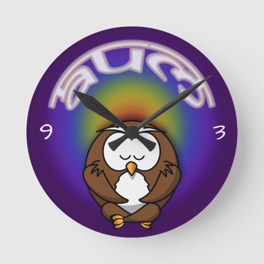 yoga owl ronde klok (Voorkant)