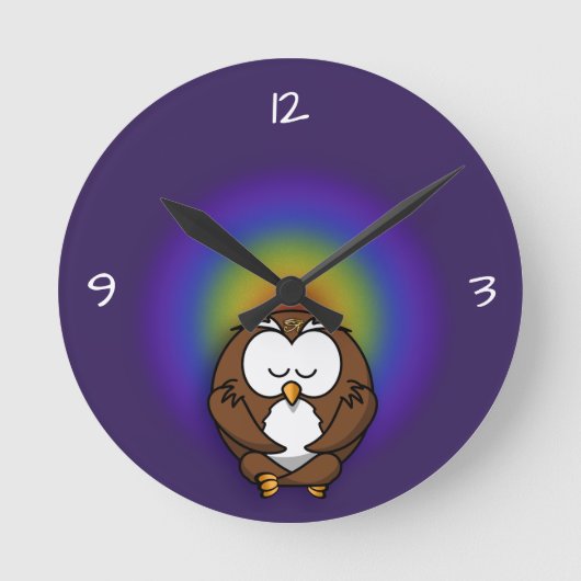 yoga owl ronde klok (Voorkant)