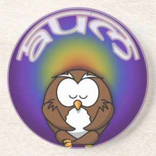 yoga owl zandsteen onderzetter