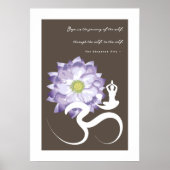 Yoga & Paars Lotus Flower White Om Symbol Poster (Voorkant)