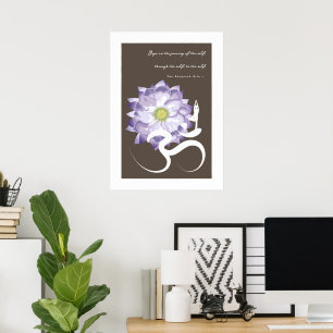 Yoga & Paars Lotus Flower White Om Symbol Poster
