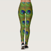Yoga Pants Leggings Peacock Feathers Blue Green (Achterkant)