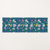 Yoga para mujer con delicadas flores sobre azul yogamat (Voorkant (horizontaal))