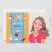 Yoga Party Verjaardag Stretch Meisjes Jongens Foto Kaart (Voorkant)