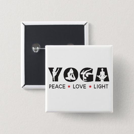 Yoga - Peace Love Light Vierkante Button 5,1 Cm (Voorkant /achterkant)