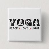 Yoga - Peace Love Light Vierkante Button 5,1 Cm (Voorkant)