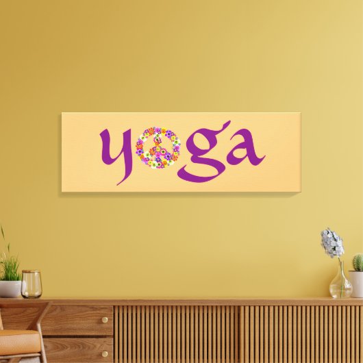 Yoga Peace Sign Floral Canvas Afdruk (Insitu (Woonkamer))