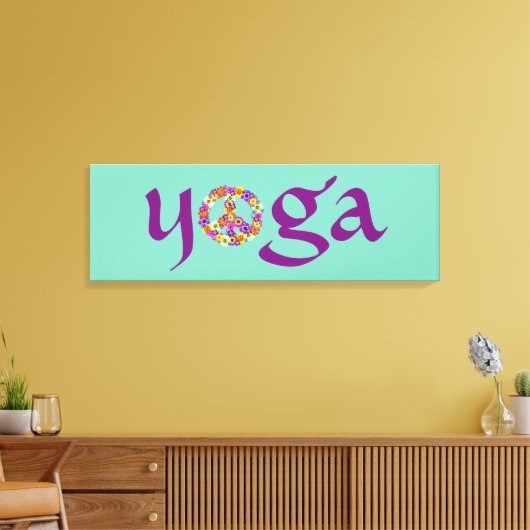 Yoga Peace Sign Floral Canvas Afdruk (Insitu (Woonkamer))