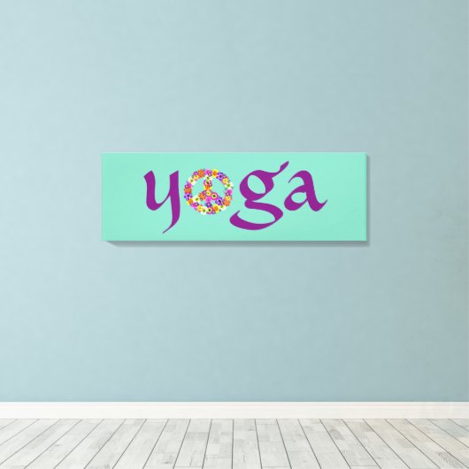 Yoga Peace Sign Floral Canvas Afdruk (Insitu (Houten vloer))