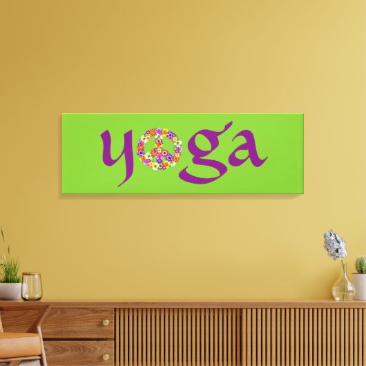 Yoga Peace Sign Floral Canvas Afdruk (Insitu (Woonkamer))