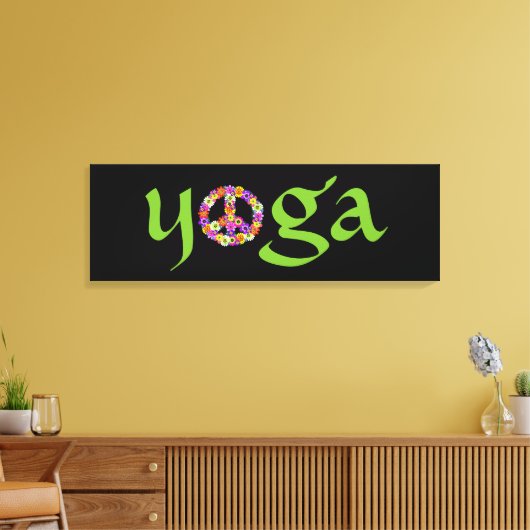 Yoga Peace Sign Floral Canvas Afdruk (Insitu (Woonkamer))