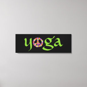 Yoga Peace Sign Floral Canvas Afdruk