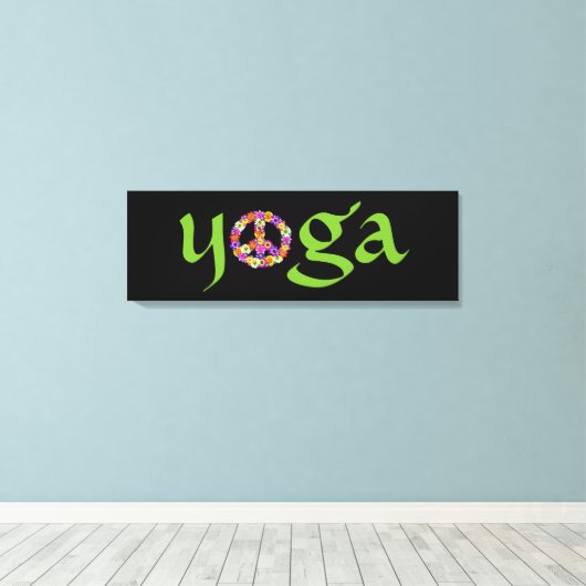 Yoga Peace Sign Floral Canvas Afdruk (Insitu (Houten vloer))