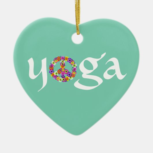 Yoga Peace Sign Floral Keramisch Ornament (Voorkant)
