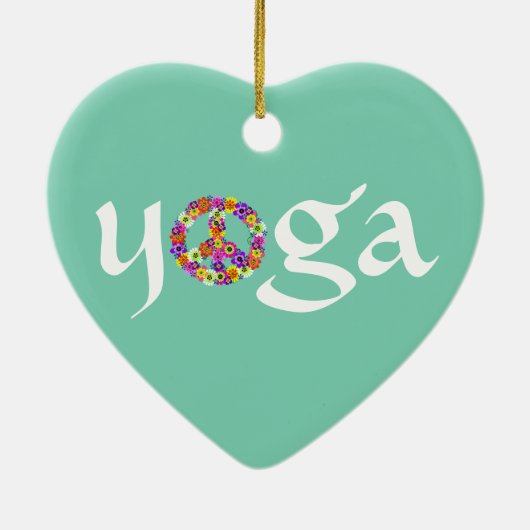 Yoga Peace Sign Floral Keramisch Ornament (Achterkant)