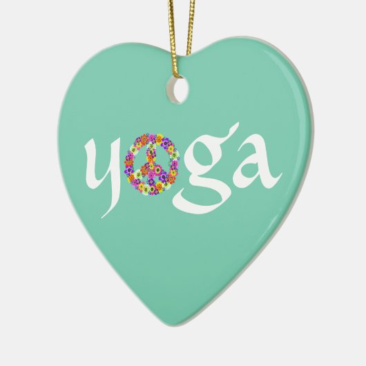 Yoga Peace Sign Floral Keramisch Ornament (Links)