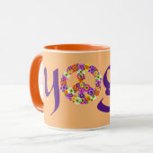 Yoga Peace Sign Floral Mok (Voorkant links)