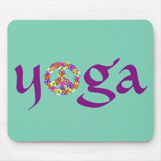 Yoga Peace Sign Floral Muismat (Voorkant)