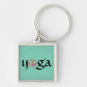 Yoga Peace Sign Floral Sleutelhanger (Voorkant)