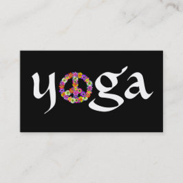 Yoga Peace Sign for Yoga Instructor White on Black Visitekaartje