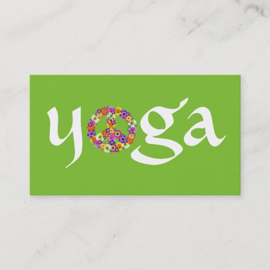 Yoga Peace Sign for Yoga Instructor White on Green Visitekaartje (Voorkant)