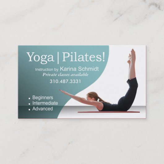 "Yoga | Pilaten!" Pilates Instruction, Yoga Class Visitekaartje (Voorkant)