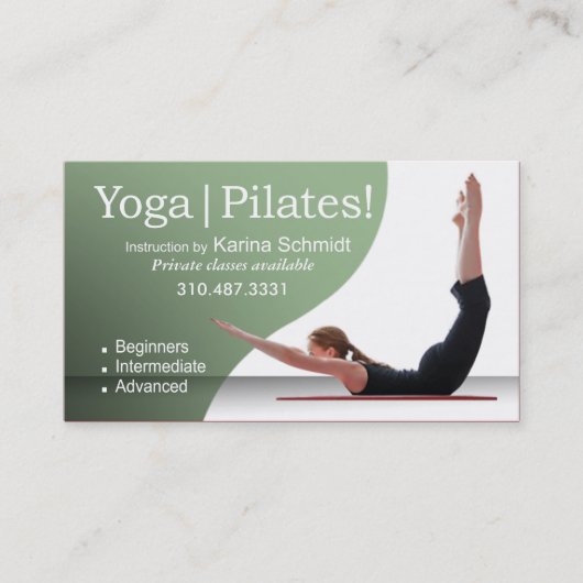 "Yoga | Pilaten!" Pilates Instruction, Yoga Class Visitekaartje (Voorkant)