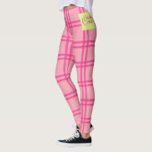 Yoga Pilates Barre Jiu Jitsu Customised Pink Check Leggings (Links)