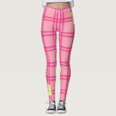 Yoga Pilates Barre Jiu Jitsu Customised Pink Check Leggings (Voorkant)