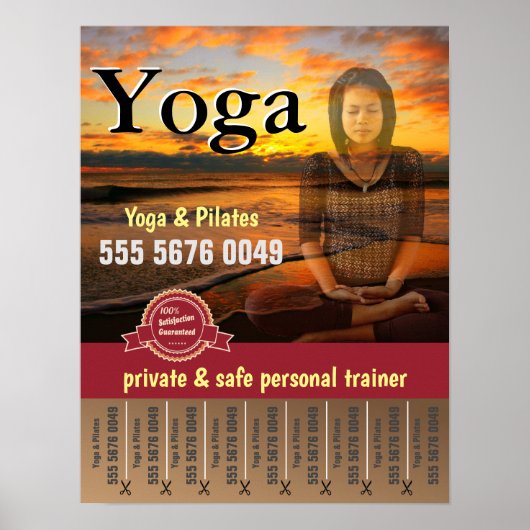 Yoga Pilates Fitness Trainer Small Business Flyer Poster (Voorkant)