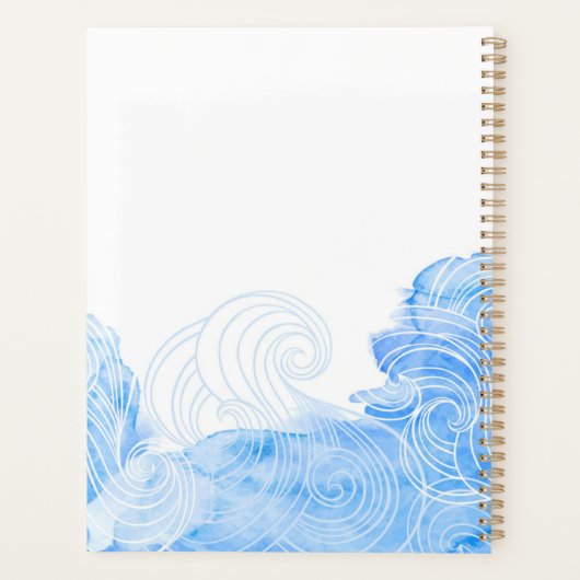 Yoga Pilates Reiki Studio Blue Waves Waterverf Planner (Achterkant)