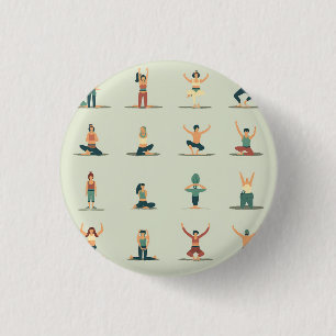 Yoga, pilates, thema knop, speld badge ronde button 3,2 cm