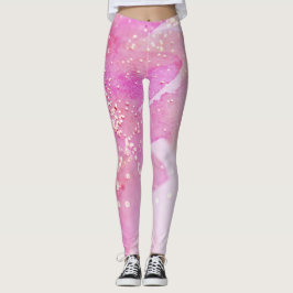 *~* Yoga Pilates Waterverf Glitter Pink Leggings