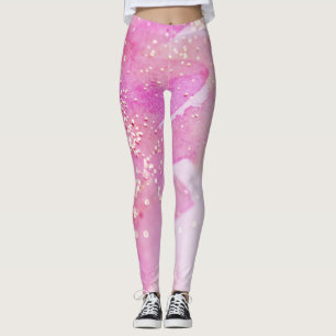 *~* Yoga Pilates Waterverf Glitter Pink Leggings