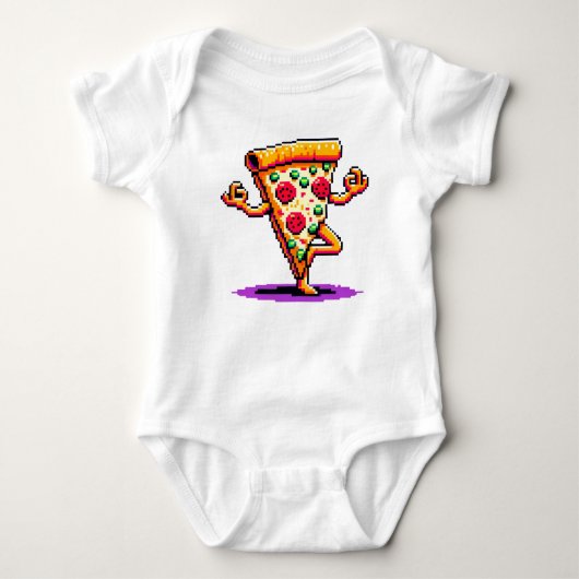 Yoga Pizza - Grappige Pixel Art Mindful Food Desig Romper (Voorkant)