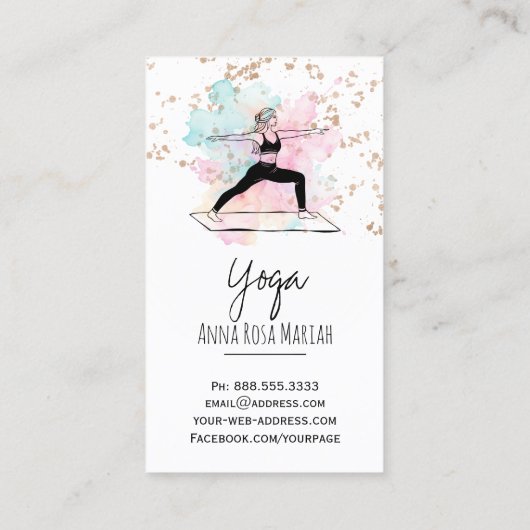 ** Yoga Pose AP33 Regenboog Spiritueel Chakra Visitekaartje (Achterkant)