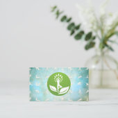 Yoga Pose en Leaves Visitekaartje (Staand voorkant)