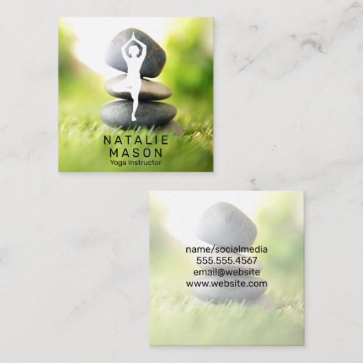 Yoga Pose | Evenwichtige stenen Vierkante Visitekaartje (Voorkant / Achterkant)