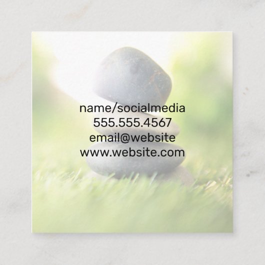 Yoga Pose | Evenwichtige stenen Vierkante Visitekaartje (Achterkant)