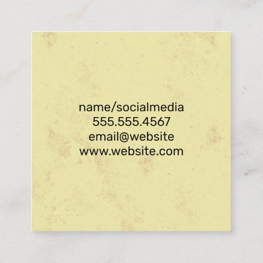 Yoga Pose | Gele textuur Vierkante Visitekaartje (Achterkant)