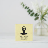 Yoga Pose | Gele textuur Vierkante Visitekaartje (Staand voorkant)